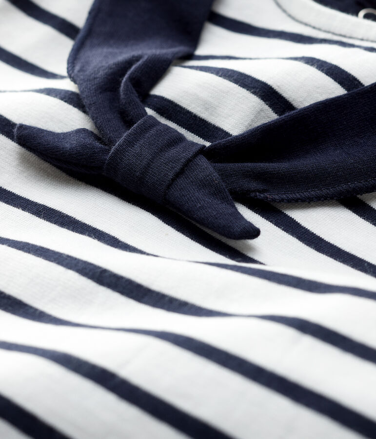 Marinera creativa de punto de beb&eacute; ni&ntilde;a blanco/azul