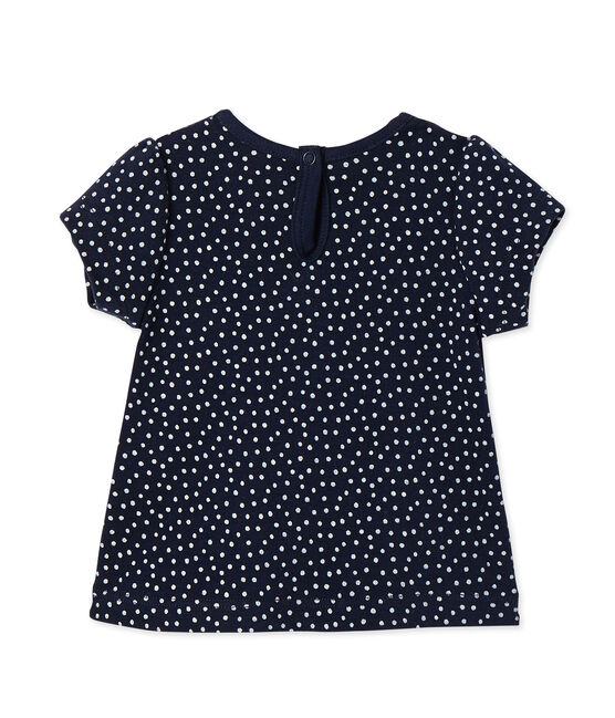 Camiseta estampada para bebé niña azul SMOKING/blanco LAIT
