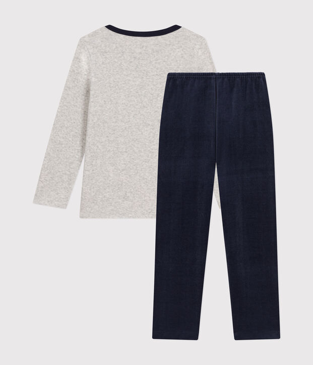 Pijama infantil de terciopelo liso azul/multicolor