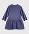 Vestido infantil de algod&oacute;n de manga larga a rayas azul/violeta
