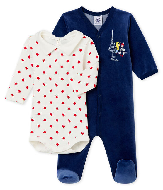 Conjunto de pelele de terciopelo y body de punto para bebé niño variante 1