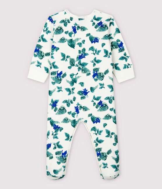 Pijama enterizo con estampado de gatitos de bebé en punto de doble cara blanco MARSHMALLOW/blanco MULTICO