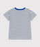 Camiseta infantil de punto de manga corta blanco MARSHMALLOW/azul MEDIEVAL