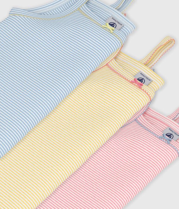 Juego de camisetas de tirantes infantiles de algod&oacute;n a rayas multicolor