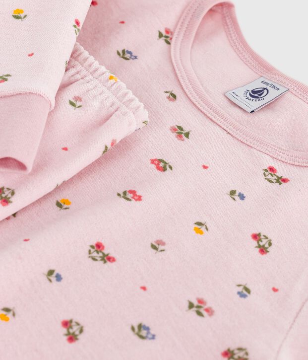 Pijama infantil de terciopelo con estampado de flores rosa/multicolor