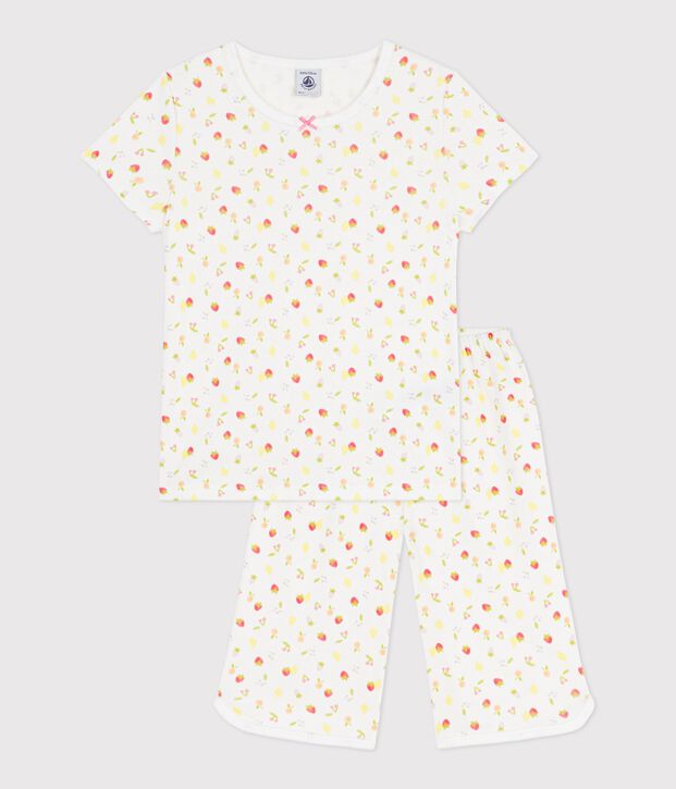 Pijama pirata infantil de algod&oacute;n con estampado de frutas blanco/multicolor