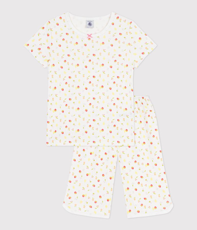 Pijama pirata infantil de algod&oacute;n con estampado de frutas blanco MARSHMALLOW/blanco MULTICO