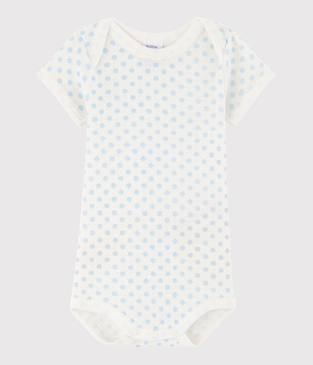 Bodi de manga corta de beb&eacute; ni&ntilde;a blanco/azul