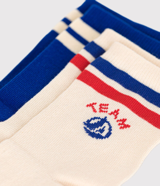 2 pares de calcetines infantiles de algod&oacute;n Team Petit Bateau multicolor