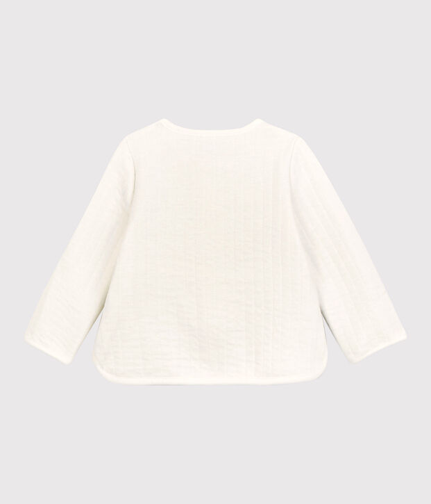 C&aacute;rdigan de tejido t&uacute;bico acolchado de beb&eacute;. blanco