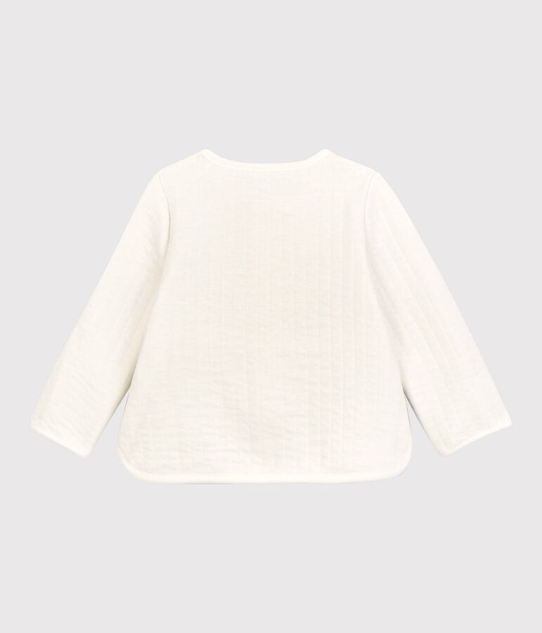 C&aacute;rdigan de tejido t&uacute;bico acolchado de beb&eacute;. blanco
