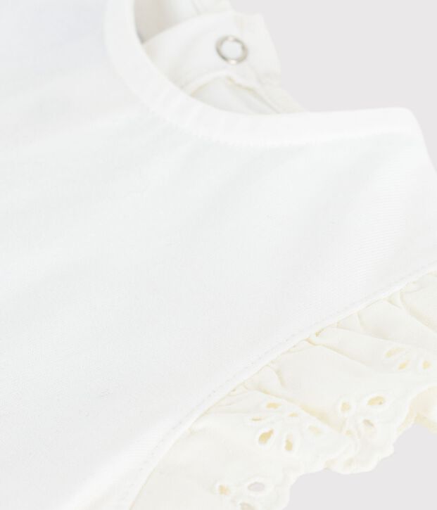 Camiseta lisa de algod&oacute;n de manga corta para beb&eacute; blanco