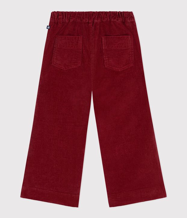 Pantal&oacute;n ancho infantil de terciopelo liso rojo