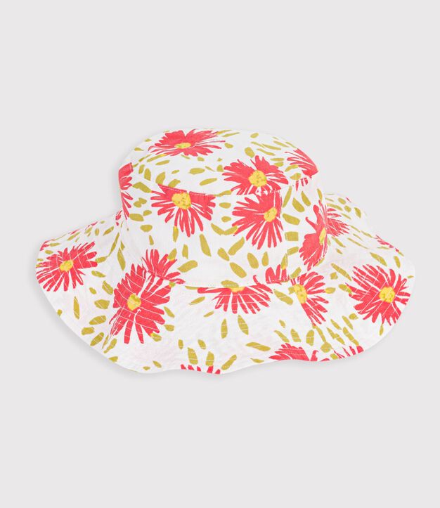 Gorro infantil de popelina con estampado de flores blanco/multicolor