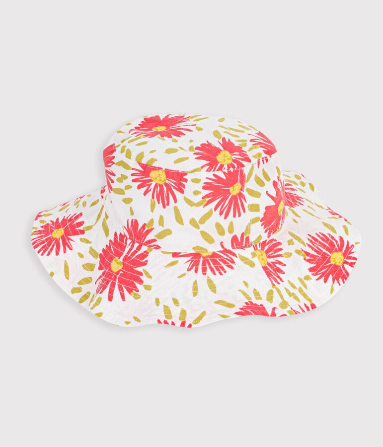 Gorro infantil de popelina con estampado de flores blanco/multicolor