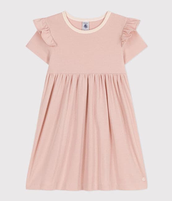Vestido de manga corta de algodón para niña rosa SALINE