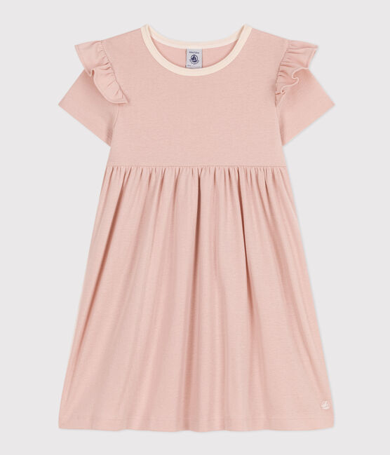 Vestido de manga corta de algodón para niña rosa SALINE