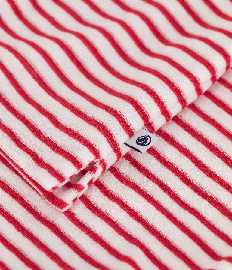 Pijama corto de algod&oacute;n a rayas para mujer blanco/rojo