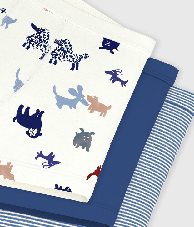 Juego de b&oacute;xeres infantiles de algod&oacute;n con ribete en la cintura y estampado de perros multicolor