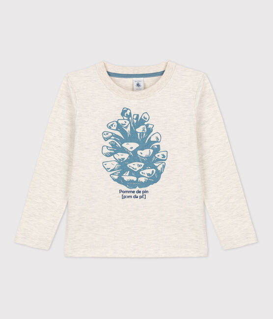 Camiseta de algodón de manga larga de niño beige MONTELIMAR CHINE
