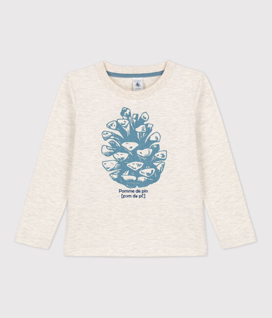 Camiseta de algodón de manga larga de niño beige MONTELIMAR CHINE