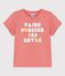 Camiseta de manga corta de algodón de niña rosa PAPAYE