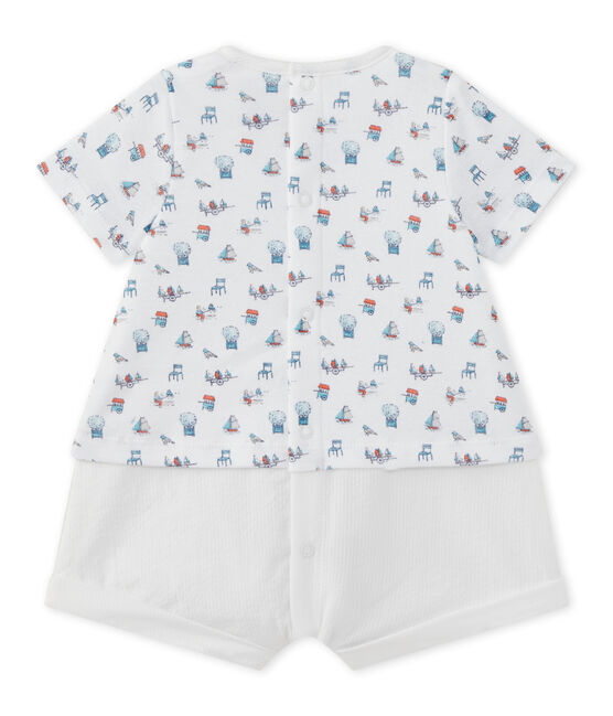 Pelele corto para bebé niño blanco ECUME/blanco MULTICO