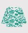 Sudadera con estampado vegetal de muletón de bebé blanco MARSHMALLOW/verde GAZON