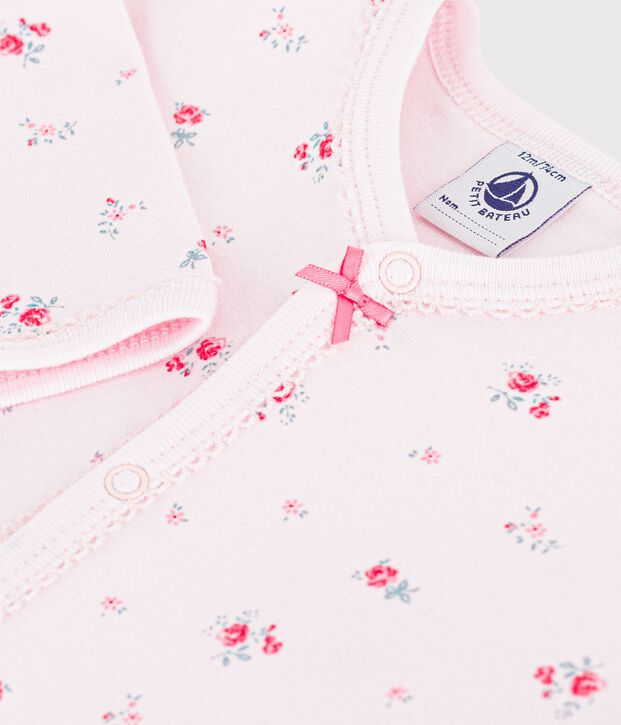 Pijama sin pies de algod&oacute;n con estampado de flores para beb&eacute; rosa/multicolor