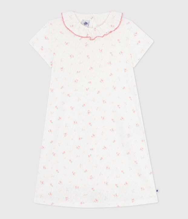 Camis&oacute;n infantil de algod&oacute;n calado con estampado de flores blanco/multicolor