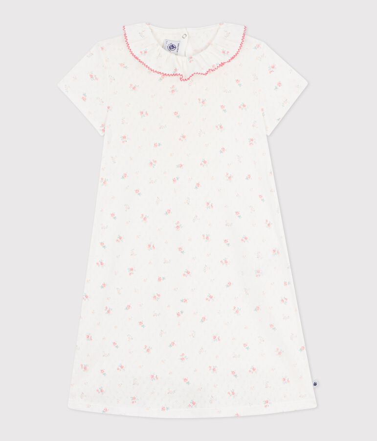 Camis&oacute;n infantil de algod&oacute;n calado con estampado de flores blanco/multicolor