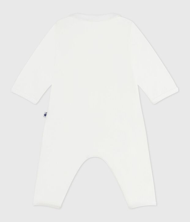 Pijama sin pies de algod&oacute;n liso para beb&eacute; blanco