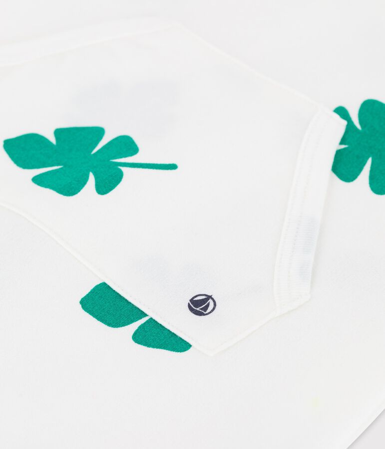 Mono corto con estampado vegetal de mulet&oacute;n para beb&eacute; blanco/verde