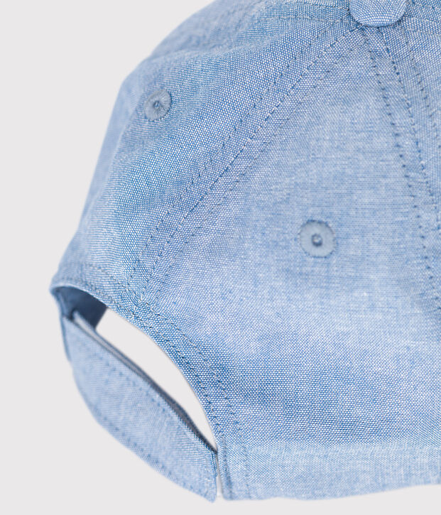 Gorra infantil en denim claro Petit Bateau azul