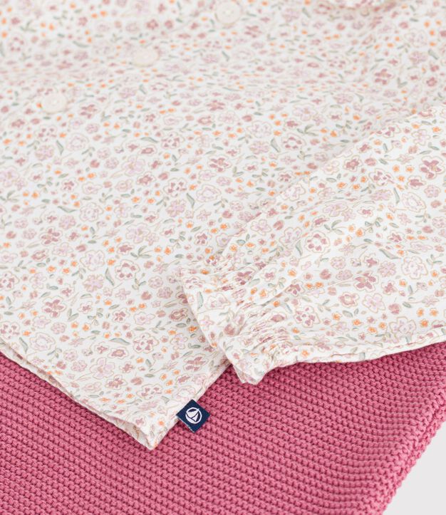 Conjunto de algod&oacute;n con estampado de flor para beb&eacute; multicolor
