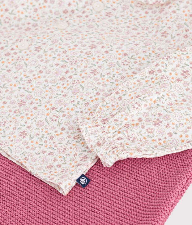 Conjunto de algod&oacute;n con estampado de flor para beb&eacute; multicolor
