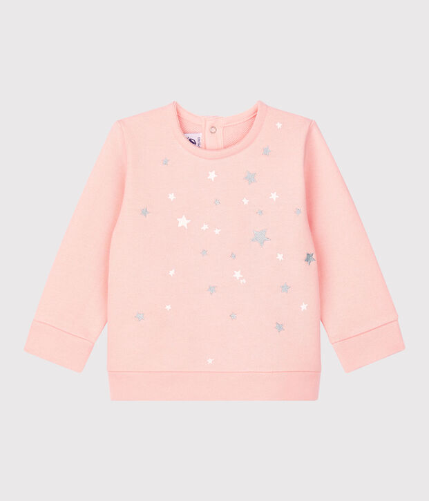 Sudadera de mulet&oacute;n de beb&eacute;. rosa