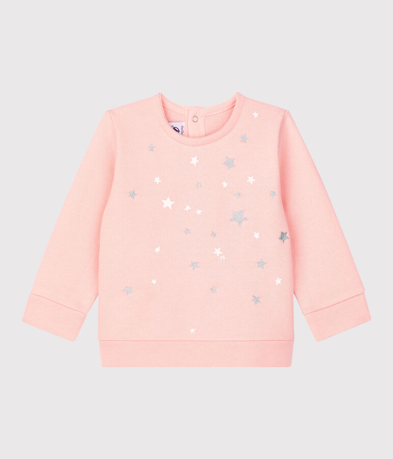 Sudadera de mulet&oacute;n de beb&eacute;. rosa