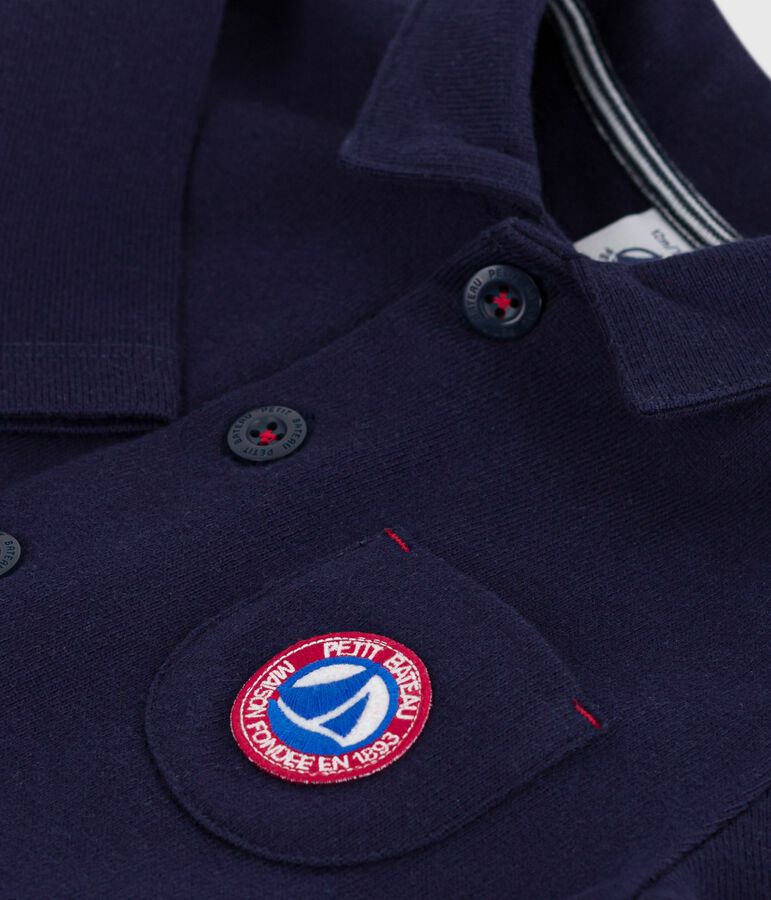 Mono largo estilo worker de algod&oacute;n liso para beb&eacute; azul