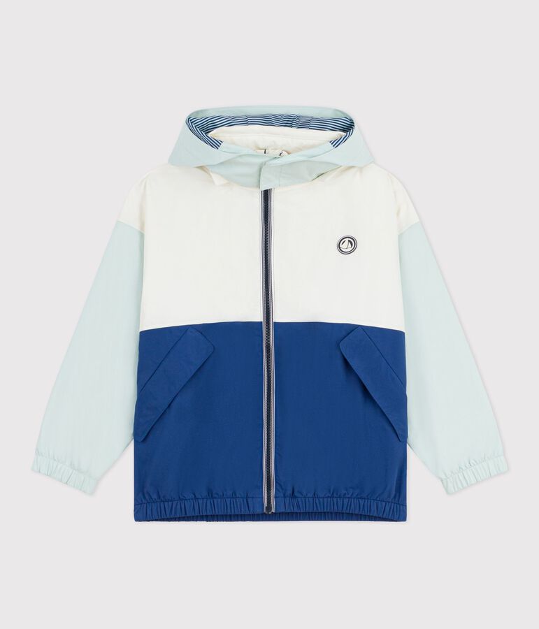 Cortavientos infantil con capucha plegable crudo/multicolor