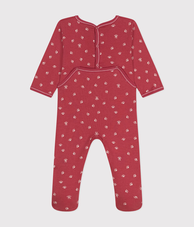 Pijamas de beb&eacute; de manga larga de algod&oacute;n rosa/beige