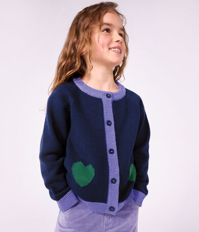 C&aacute;rdigan infantil liso de lana y algod&oacute;n