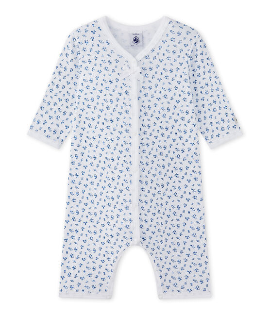 Pijama sin pies para bebé niña blanco ECUME/azul BLEU