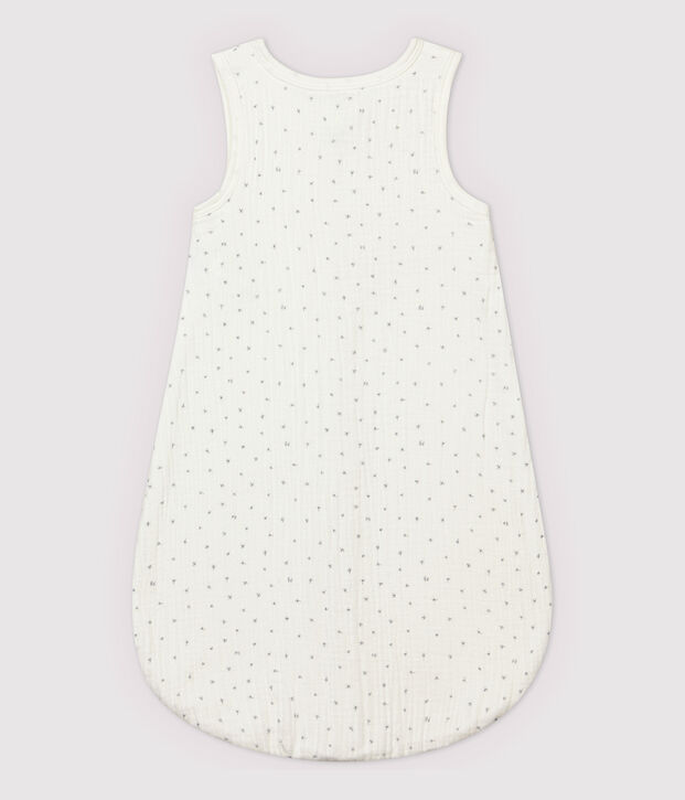 Saco de dormir blanco con estrellas de beb&eacute; de tela de pa&ntilde;al de algod&oacute;n ecol&oacute;gico blanco/gris
