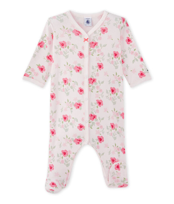 Pijama con flores estampadas para bebé niña rosa VIENNE/blanco MULTICO