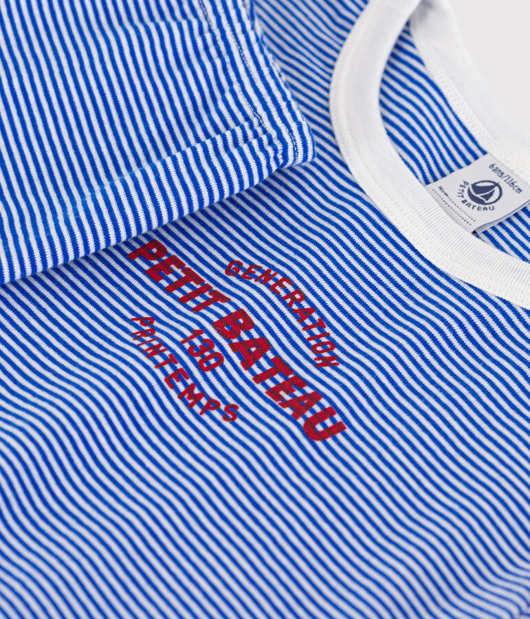 Pijama de algod&oacute;n milrayas para ni&ntilde;o/ni&ntilde;a azul/blanco