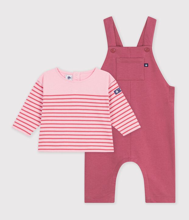 Conjunto de regalo de algod&oacute;n para beb&eacute;: camiseta y peto multicolor