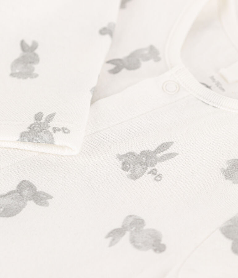 Pelele de t&uacute;bico con conejos blanco/gris