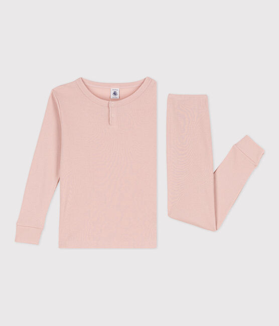 Pijama liso de algodón y lyocell para niño/niña rosa SALINE
