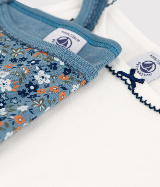 Juego de 2 camisas de tirantes de flores de algodón de niña variante 1